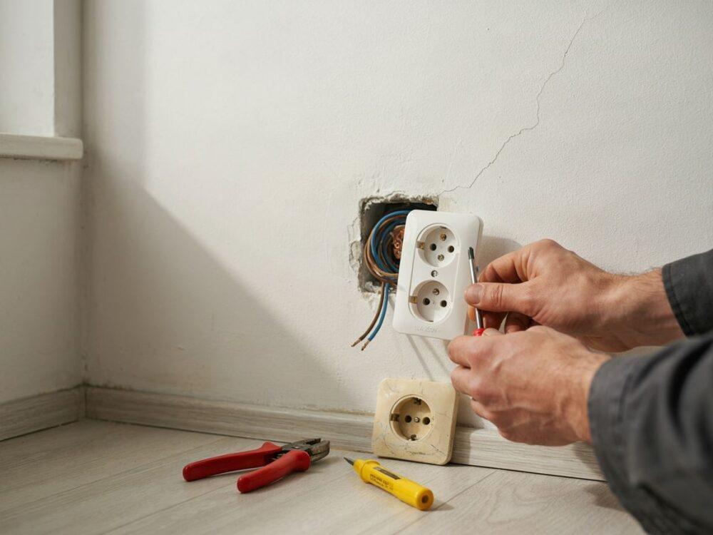 elektryk przenoszący gniazdko